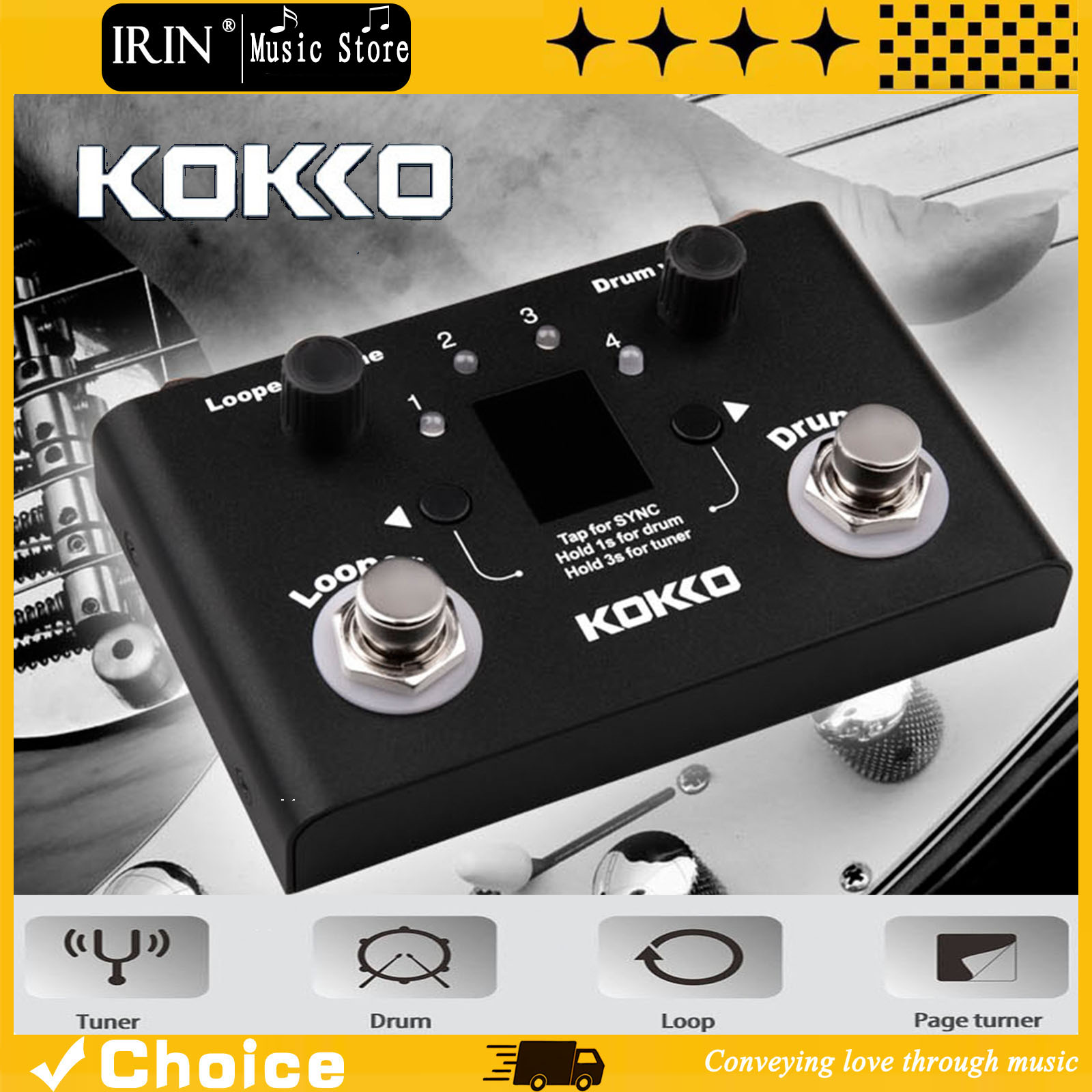 Looper Pedal Guitar - KOKKO Multifunctional Drum Machine & Looper