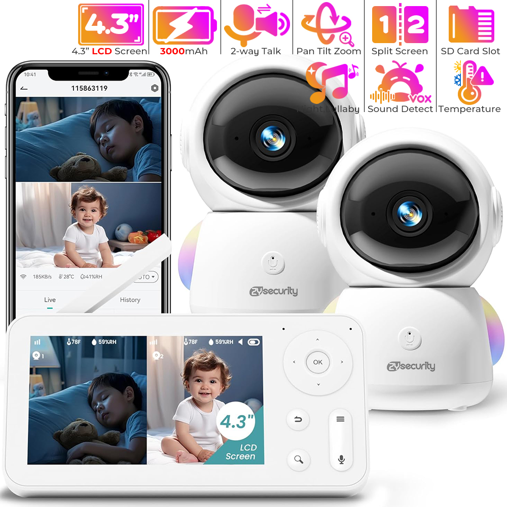 Audio Music Google - 2K Baby Monitor with 2 Cameras