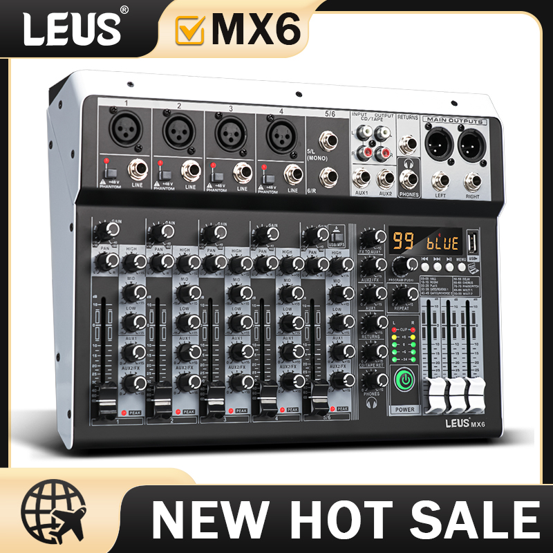 Audio Music Mixer - LEUS MX6 Channel 99 DSP Effect
