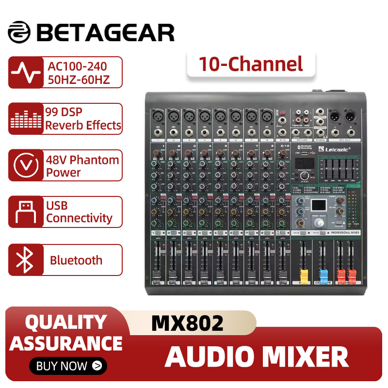 Audio Music Mixer - Leicozic Mixing Console MX802 10Channel Audio