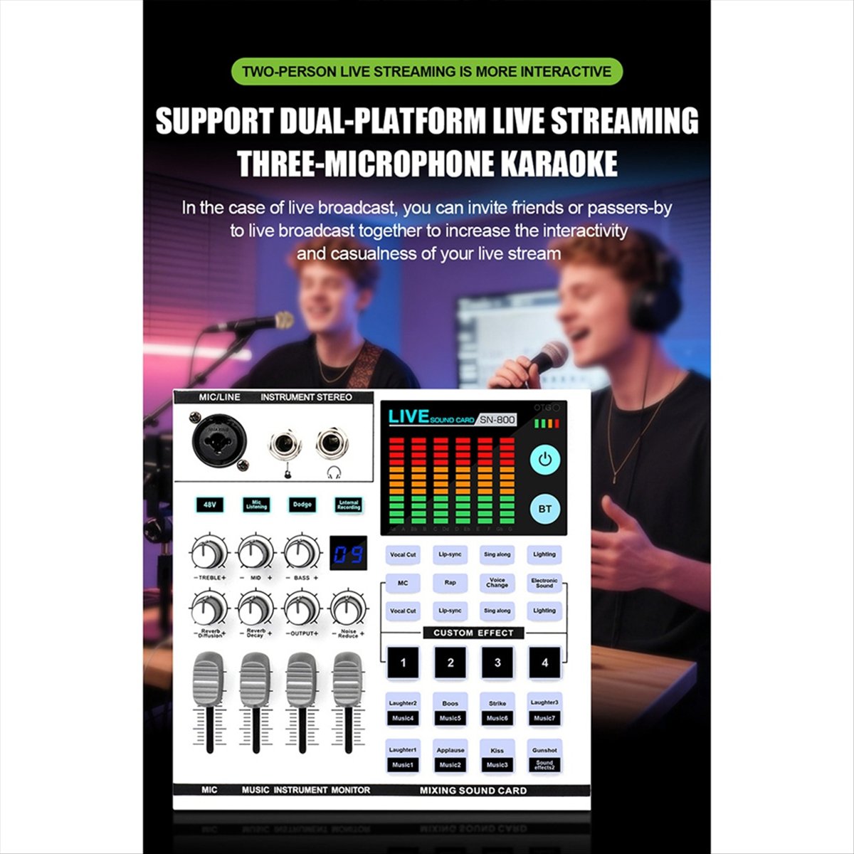 Audio Music Mixer - DTC5 SN800 Live Sound Card Voice