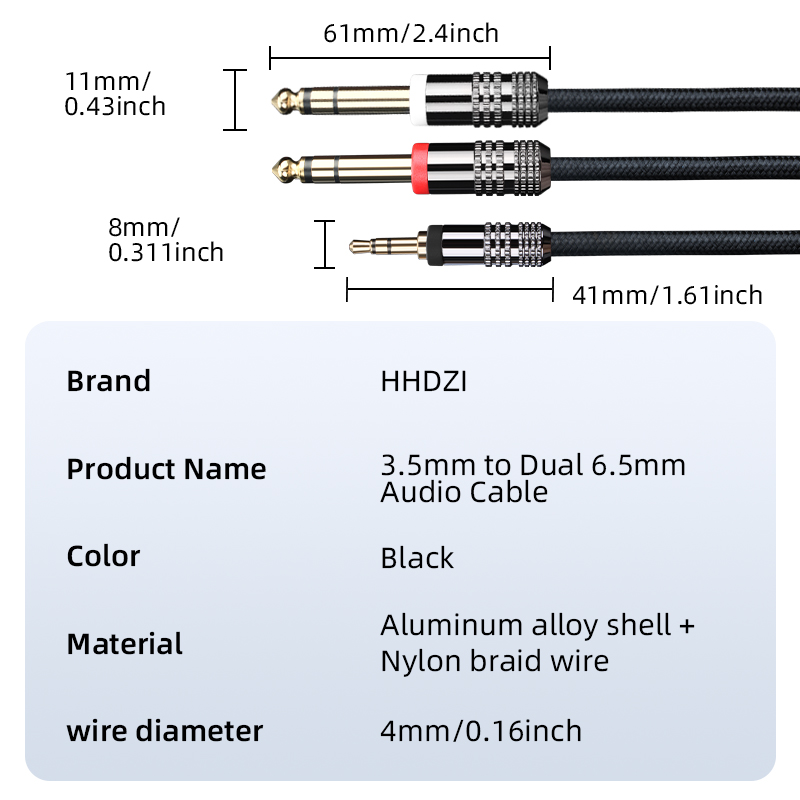 HHDZI 3.5mm To Dual 6.5mm Audi - Audio Music Mixer 评论和价格