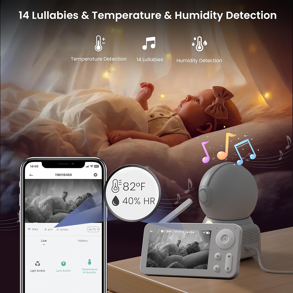 2K Baby Monitor with 2 Cameras - Audio Music Google 评论和价格